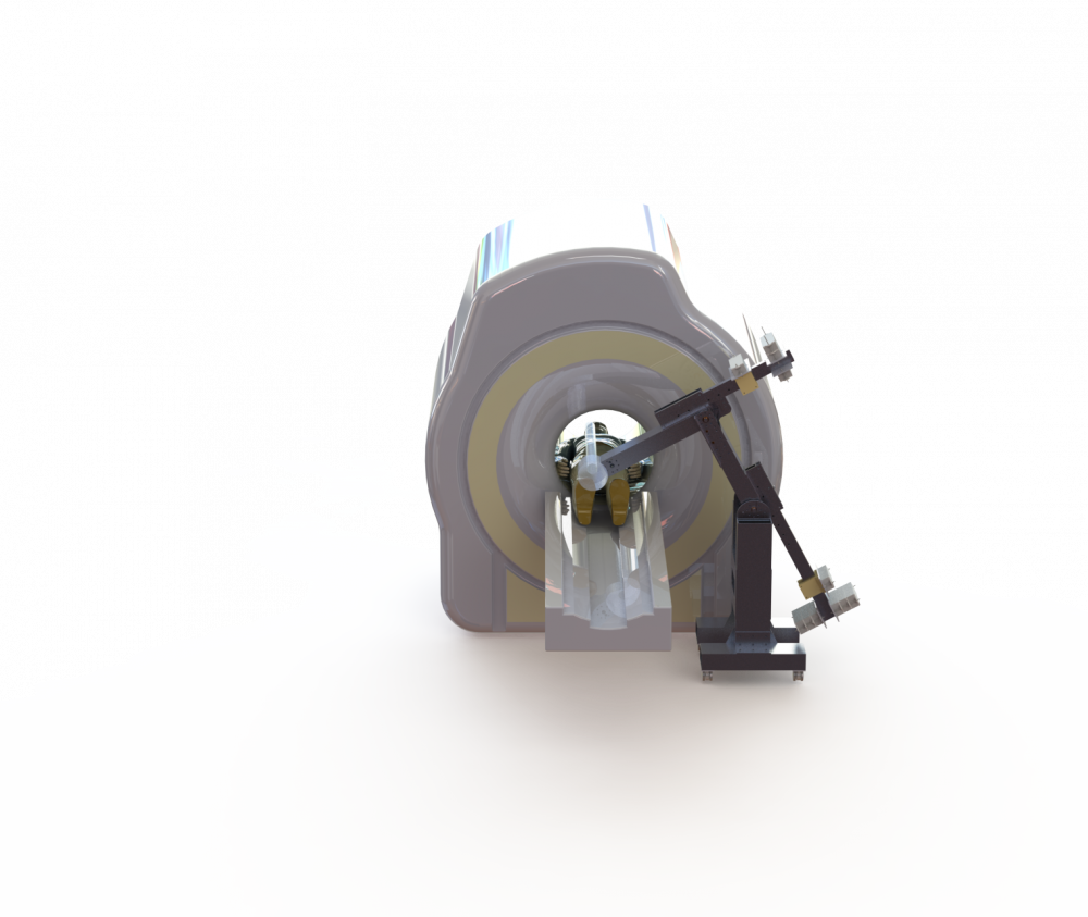 CAD render of arm system and MRI machine