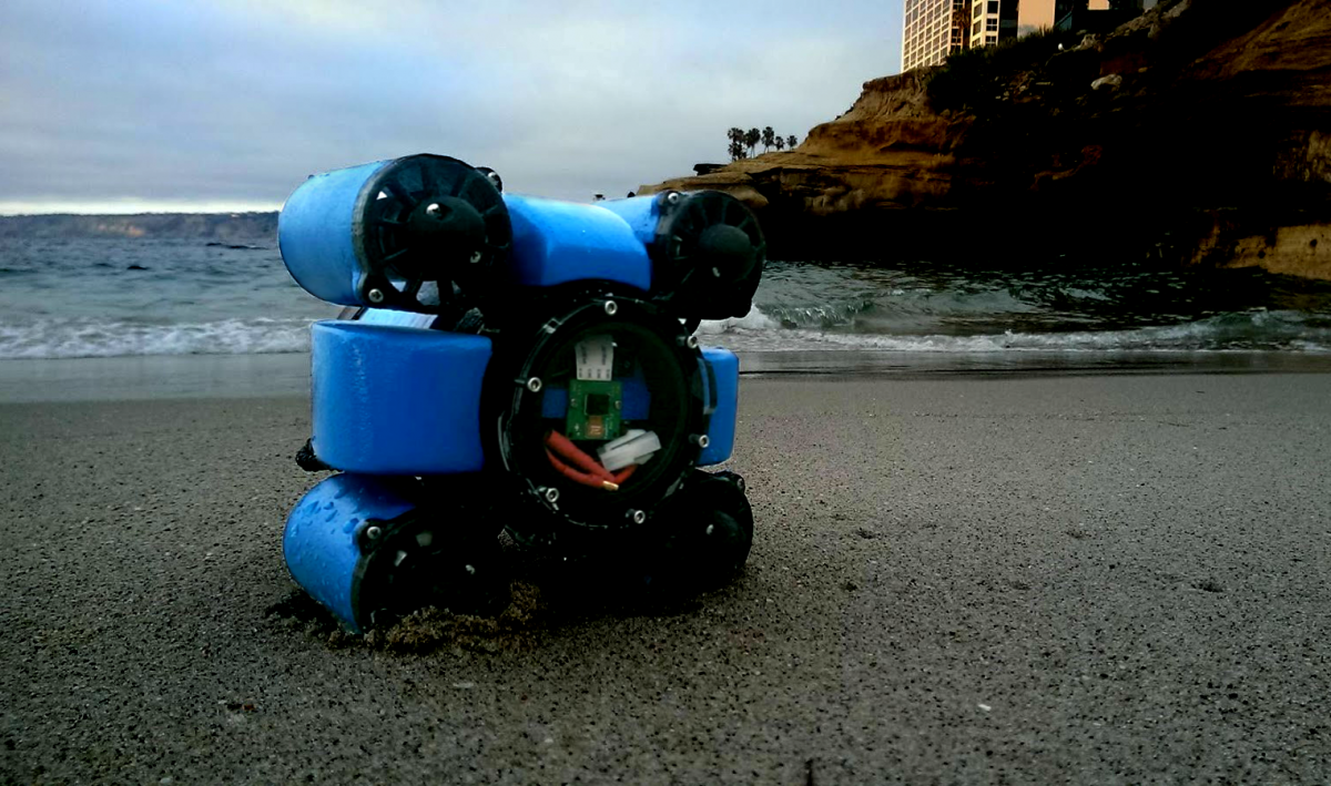 QUAFFLE: Quad-Rotor Underwater Autonomous Fish Following Low-Disturbance Explorer