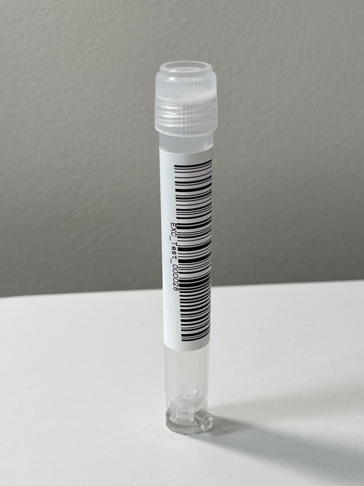 A test tube with the anti-rotation feature (ARF) attached to the bottom