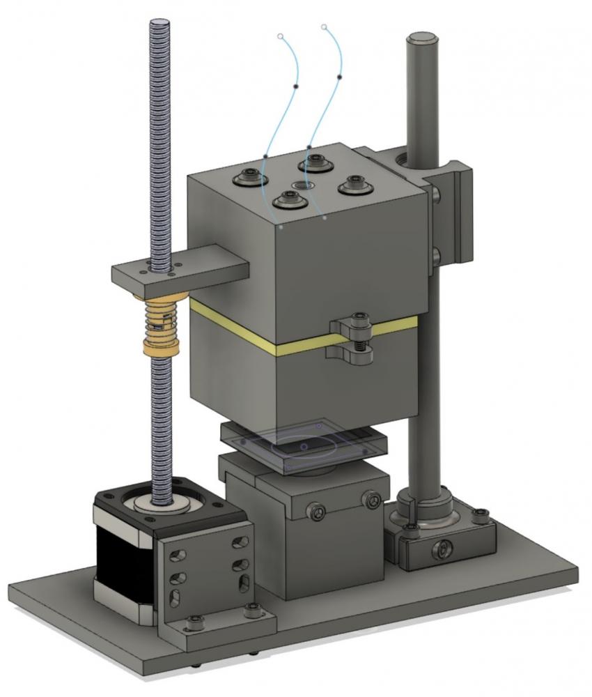 A 3D rendering of our pick and place machine.