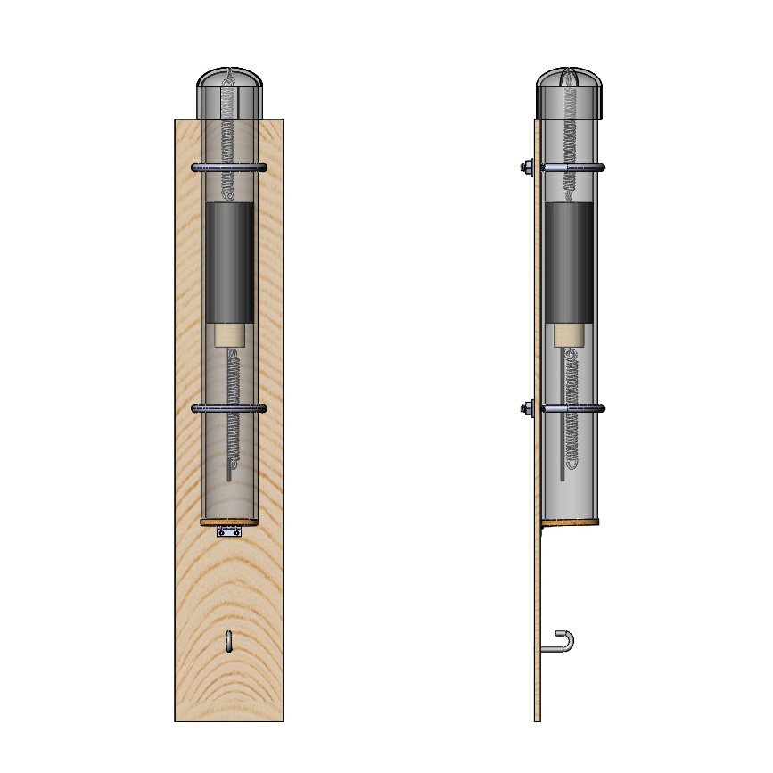 Front and Side view of hair snagging device after being triggered