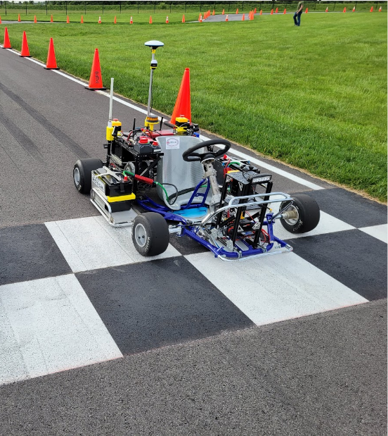 Complete Triton AI Vehicle on race track where it competes in eV Grand Prix